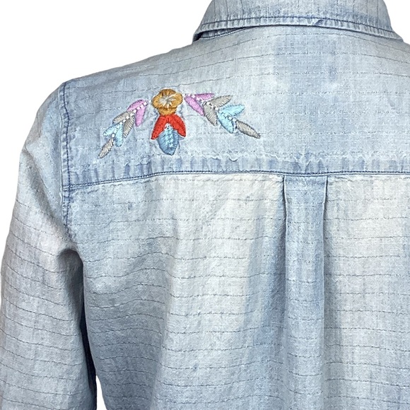 Anthro Maeve Boise Embroidered Chambray Shirt - Picture 8 of 11
